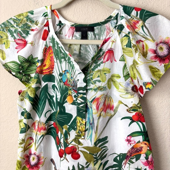 J. Crew Flutter Sleeve Novelty Print Popover Top Ratti Into the Wild - Picture 4 of 13